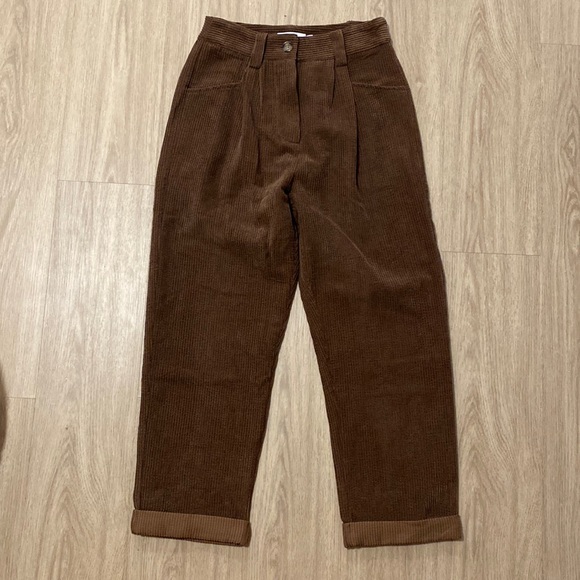 Petal & Pup Pants - Petal +Pup high waisted pinch waist Brown corduroy pants size US 4 UK8
